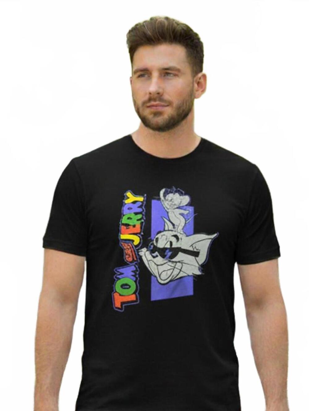 T-Shirt / Tom and Jerry Black T-Shirt / Size Large / Hanna Barbera / New